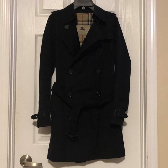 Burberry Women Trench Coat Jacket size 4 small blk - Picture 1 of 16